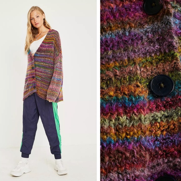 URBAN OUTFITTERS Space-Dye Oversized Rainbow Cardigan - Size S/P - Picture 3 of 9
